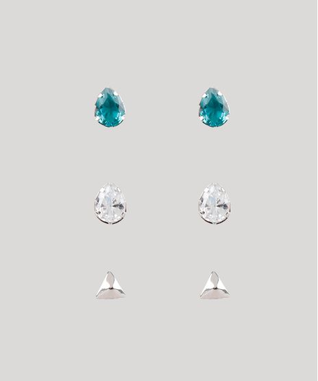 Kit-de-3-Brincos-Femininos-Folheados-com-Pedra-Zirconia-Prateado-9778173-Prateado_1