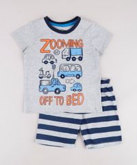 Pijama-Infantil-Carros--Zooming-Off-to-Bed--Manga-Curta-Cinza-Mescla-9762291-Cinza_Mescla_1