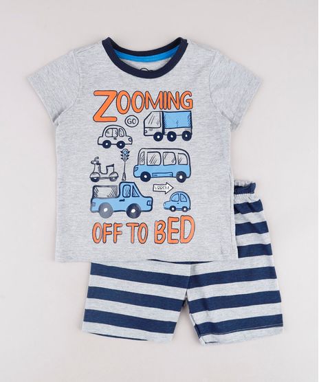 Pijama-Infantil-Carros--Zooming-Off-to-Bed--Manga-Curta-Cinza-Mescla-9762291-Cinza_Mescla_1