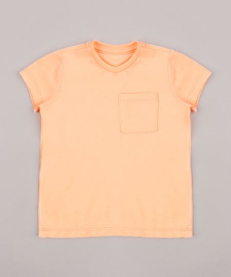 Camiseta-Infantil-com-Bolso-Manga-Curta-Gola-Careca-Laranja-Neon-8574313-Laranja_Neon_1