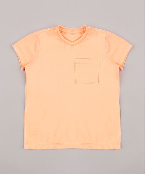 Camiseta-Infantil-com-Bolso-Manga-Curta-Gola-Careca-Laranja-Neon-8574313-Laranja_Neon_1