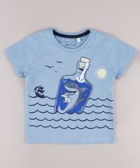 Camiseta-Infantil-com-Estampa-Interativa-de-Tubarao-na-Garrafa-Manga-Curta-Azul-9731955-Azul_1