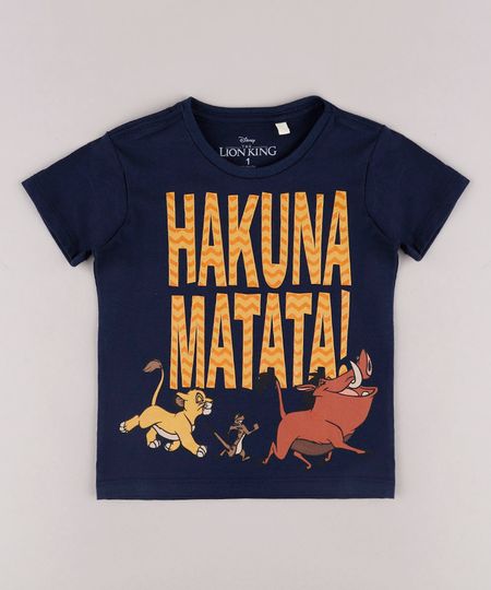 Camiseta-Infantil--Hakuna-Matata---O-Rei-Leao-Manga-Curta-Azul-Marinho-9730451-Azul_Marinho_1