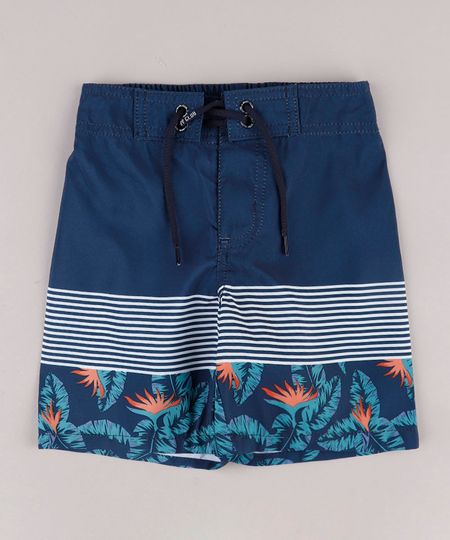 Bermuda-Surf-Infantil-com-Listras-e-Folhagem-Azul-Marinho-9667559-Azul_Marinho_1