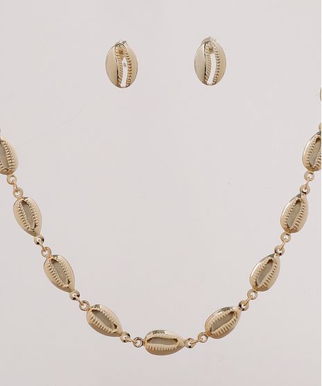 Kit-de-Brinco---Colar-Femininos-Folheados-com-Buzios-Dourado-9775331-Dourado_1