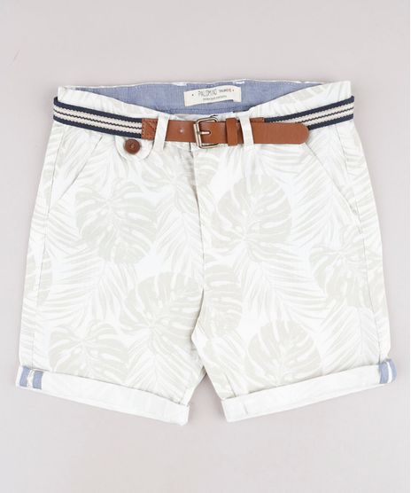 Bermuda-de-Sarja-Infantil-Estampada-de-Folhagem-com-Cinto-Off-White-9662827-Off_White_1