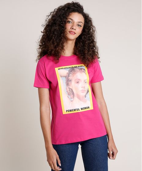 T-Shirt-Feminina-Mindset--Powerful-Woman--Manga-Curta-Decote-Redondo-Pink-9835749-Pink_1