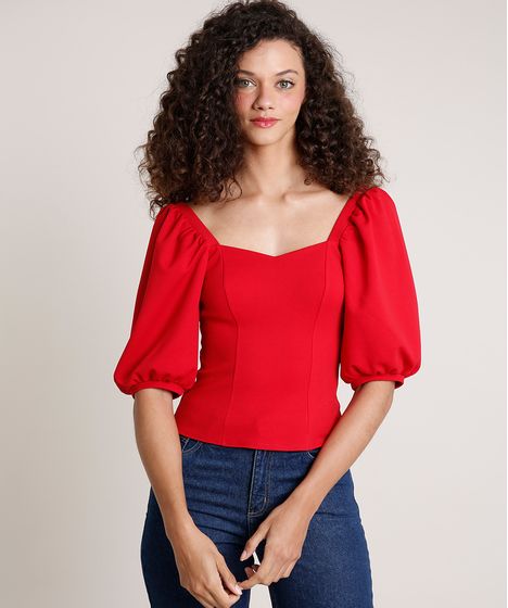 comprar blusa vermelha feminina
