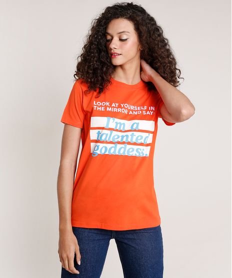 T-Shirt-Feminina-Mindset--I-m-a-Talented-Goddess--Manga-Curta-Decote-Redondo-Laranja-9846888-Laranja_1