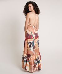 Vestido-Feminino-Mindset-Longo-Frente-Unica-Acetinado-Estampado-de-Folhagem-Caramelo-9857338-Caramelo_2