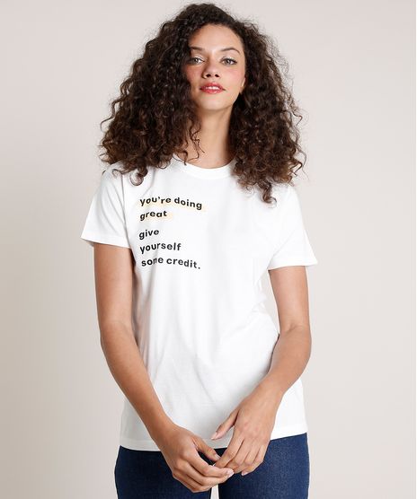 T-Shirt-Feminina-Mindset--You-re-Doing-Great--Manga-Curta-Decote-Redondo-Off-White-9846890-Off_White_1