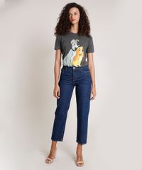 T-Shirt-Feminina-Mindset-A-Dama-e-o-Vagabundo-Manga-Curta-Decote-Redondo-Chumbo-9846886-Chumbo_3
