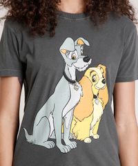 T-Shirt-Feminina-Mindset-A-Dama-e-o-Vagabundo-Manga-Curta-Decote-Redondo-Chumbo-9846886-Chumbo_4