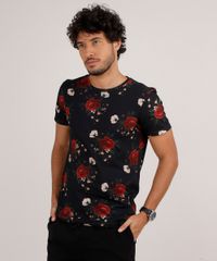 Camiseta-Masculina-Slim-Fit-Estampada-Floral-Manga-Curta-Gola-Careca-Preto-9729550-Preto_1