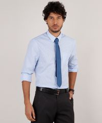 Kit-de-Camisa-Masculina-Social-Comfort-Listrada-Manga-Longa---Gravata-em-Jacquard-Azul-Claro-9639462-Azul_Claro_1