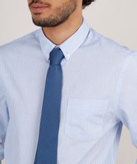 Kit-de-Camisa-Masculina-Social-Comfort-Listrada-Manga-Longa---Gravata-em-Jacquard-Azul-Claro-9639462-Azul_Claro_4