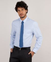 Kit-de-Camisa-Masculina-Social-Comfort-Listrada-Manga-Longa---Gravata-em-Jacquard-Azul-Claro-9639462-Azul_Claro_5