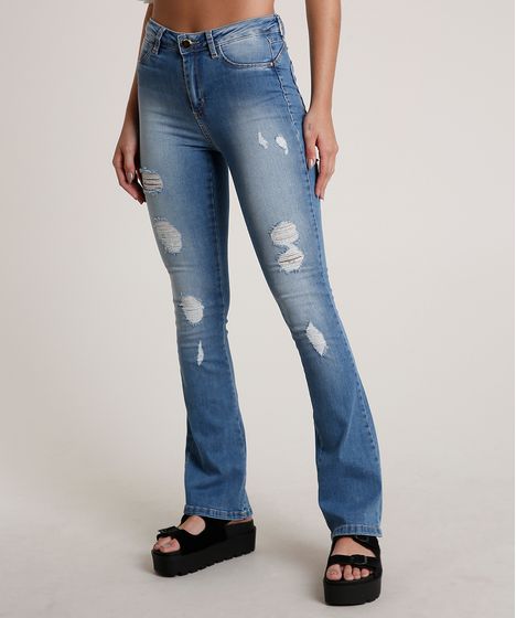 calça jeans feminina sawary boot cut cintura alta