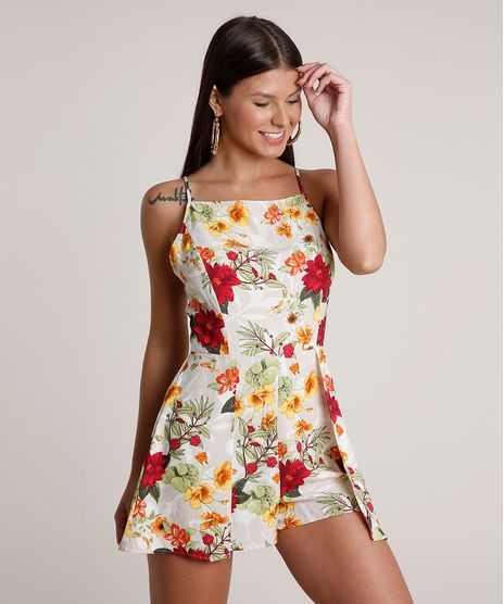 Macaquinho-Feminino-Curto-Estampado-Floral-com-Sobreposicao-Alca-Fina-Bege-Claro-9681416-Bege_Claro_1