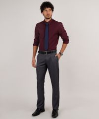 Kit-de-Camisa-Masculina-Social-Comfort-Estampada-de-Poa-Manga-Longa---Gravata-em-Jacquard-Vinho-9639467-Vinho_3
