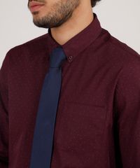 Kit-de-Camisa-Masculina-Social-Comfort-Estampada-de-Poa-Manga-Longa---Gravata-em-Jacquard-Vinho-9639467-Vinho_4