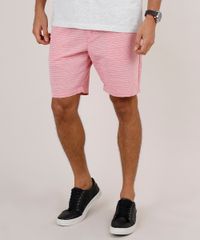 Bermuda-de-Sarja-Masculina-Slim-Listrada-com-Bolsos-e-Cordao-Rosa-9762775-Rosa_1