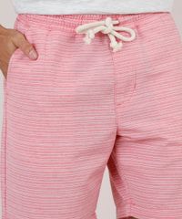 Bermuda-de-Sarja-Masculina-Slim-Listrada-com-Bolsos-e-Cordao-Rosa-9762775-Rosa_2