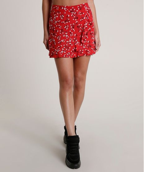 Saia-Feminina-Curta-Transpassada-Estampada-Floral-com-Babados-Vermelha-9792922-Vermelho_1