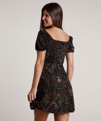 Vestido-Feminino-Curto-Estampado-Floral-com-No-Manga-Bufante-Preto-9777582-Preto_2