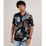 Camisa-Masculina-Relaxed-Estampada-Floral-com-Animais-Manga-Curta-Preta-9657160-Preto_1