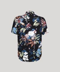 Camisa-Masculina-Relaxed-Estampada-Floral-com-Animais-Manga-Curta-Preta-9657160-Preto_6