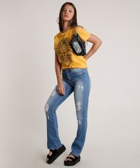 Blusa-Feminina-Leao-Manga-Curta-Decote-Redondo-Mostarda-9729852-Mostarda_3