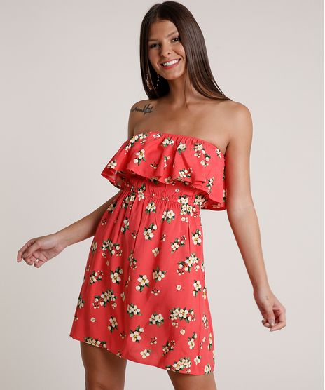 Vestido-Feminino-Curto-Ciganinha-Estampado-Floral-Manga-Curta-Coral-9691586-Coral_1