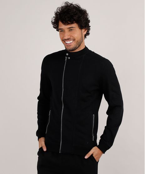 Jaqueta-Masculina-Biker-Slim-Fit-em-Moletom-Preta-9347562-Preto_1