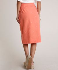 Saia-Feminina-Midi-com-Bordado-de-Folhagens-e-Botoes-Laranja-Claro-9632918-Laranja_Claro_2