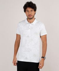 Polo-Masculina-Slim-Fit-em-Piquet-Estampada-Floral-Manga-Curta-Off-White-9648176-Off_White_1