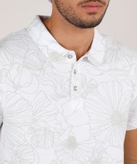 Polo-Masculina-Slim-Fit-em-Piquet-Estampada-Floral-Manga-Curta-Off-White-9648176-Off_White_4