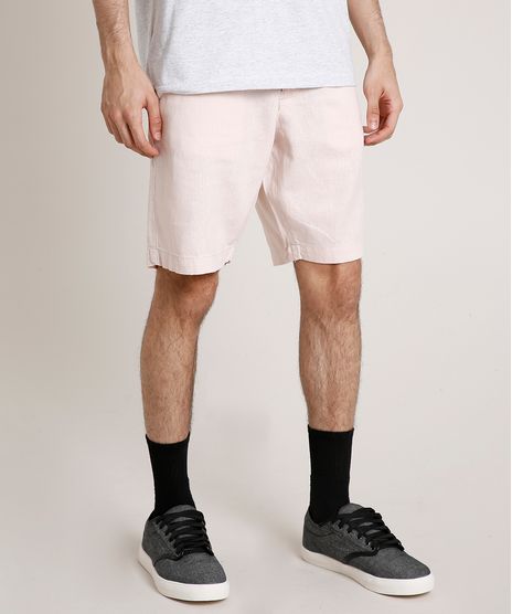 Bermuda-Masculina-Reta-com-Linho-e-Cordao-Rosa-Claro-9776013-Rosa_Claro_1