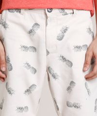 Bermuda-de-Sarja-Masculina-Reta-Estampada-de-Abacaxis-Bege-Claro-9755973-Bege_Claro_2