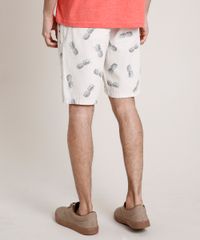 Bermuda-de-Sarja-Masculina-Reta-Estampada-de-Abacaxis-Bege-Claro-9755973-Bege_Claro_4