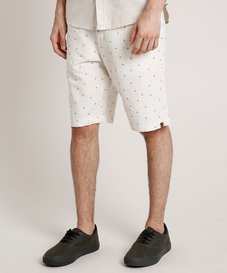 Bermuda-Masculina-Reta-Alfaiatada-Estampada-Mini-Print-de-Coqueiros-com-Linho-Bege-Claro-9769818-Bege_Claro_1