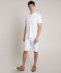 Polo-Masculina-Estampada-de-Flamingos-em-Piquet-Manga-Curta-Branca-9737529-Branco_3