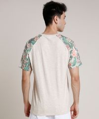Camiseta-Masculina-Raglan-Estampada-de-Folhagem-Manga-Curta-Gola-Careca-Bege-Claro-9742101-Bege_Claro_2