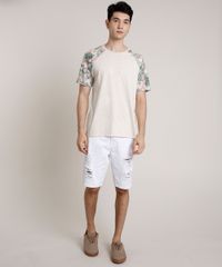 Camiseta-Masculina-Raglan-Estampada-de-Folhagem-Manga-Curta-Gola-Careca-Bege-Claro-9742101-Bege_Claro_3