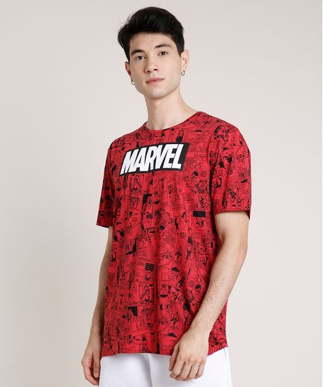 Camiseta-Masculina-Marvel-Estampada-de-Quadrinhos-Manga-Curta-Gola-Careca-Vermelha-9719805-Vermelho_1