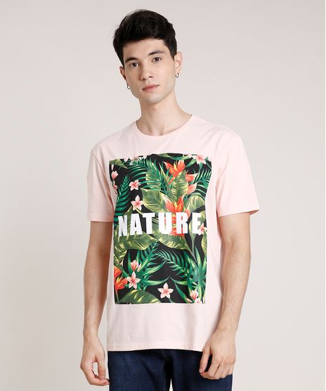 Camiseta-Masculina--Nature--Manga-Curta-Gola-Careca-Rose-9725633-Rose_1