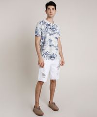 Polo-Masculina-Estampada-Tropical-em-Piquet-Manga-Curta-Cinza-Mescla-Claro-9737531-Cinza_Mescla_Claro_3