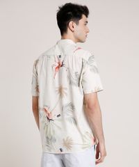 Camisa-Masculina-Tradicional-Estampada-de-Passaros-Manga-Curta-Bege-Claro-9729728-Bege_Claro_2