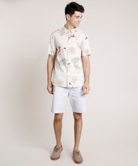 Camisa-Masculina-Tradicional-Estampada-de-Passaros-Manga-Curta-Bege-Claro-9729728-Bege_Claro_3