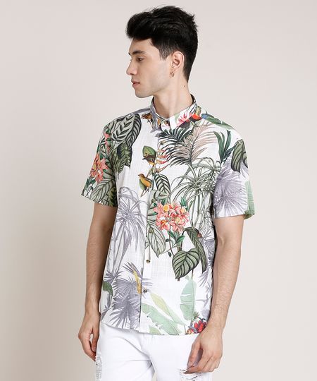 Camisa-Masculina-Tradicional-Estampada-de-Folhagem-Manga-Curta-Branca-9768645-Branco_1